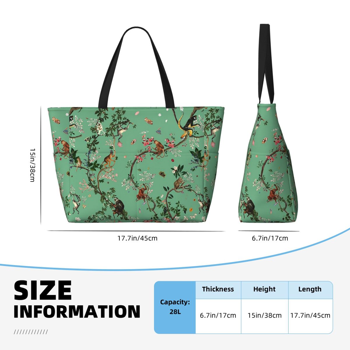 Monkey World Green Beach Tote  - Yoga Fitness World 评论和价格