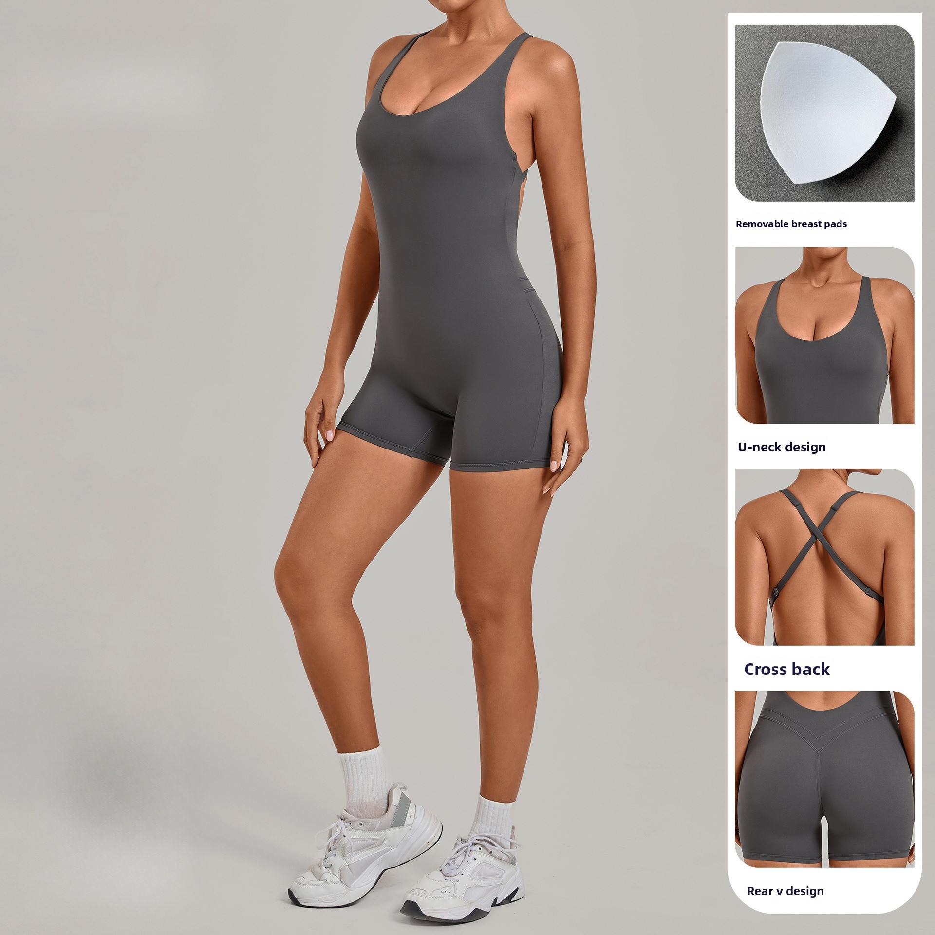 Backless Gym Bodysuits Set Sho - Yoga Overall Fitness 评论和价格