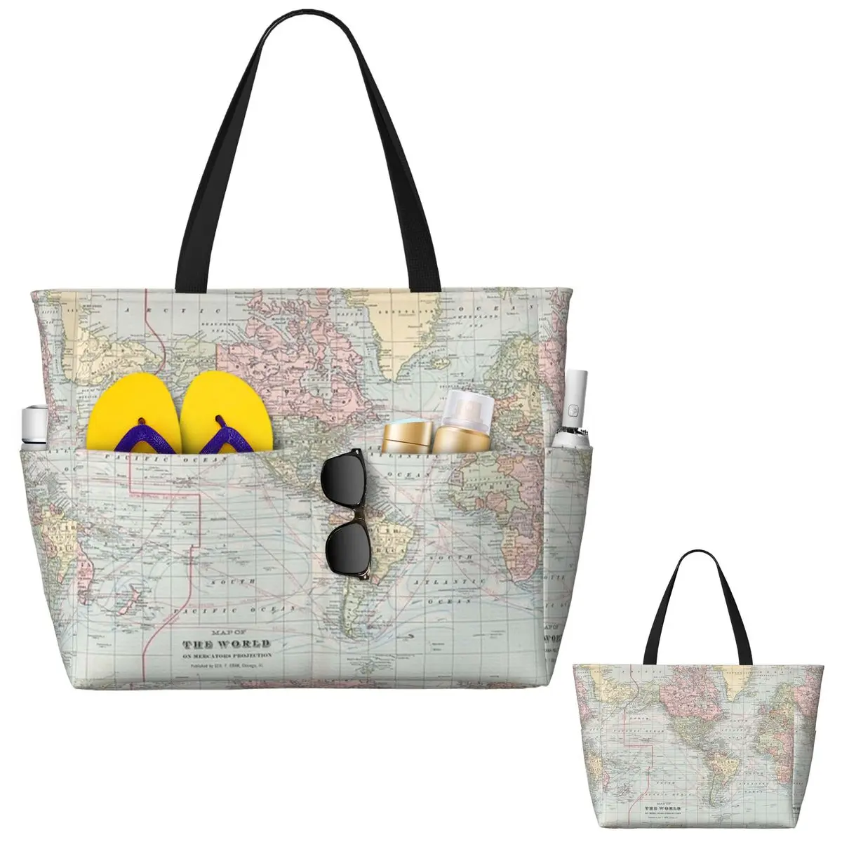 Vintage World Map 1901 Beach T - Yoga Fitness World 评论和价格