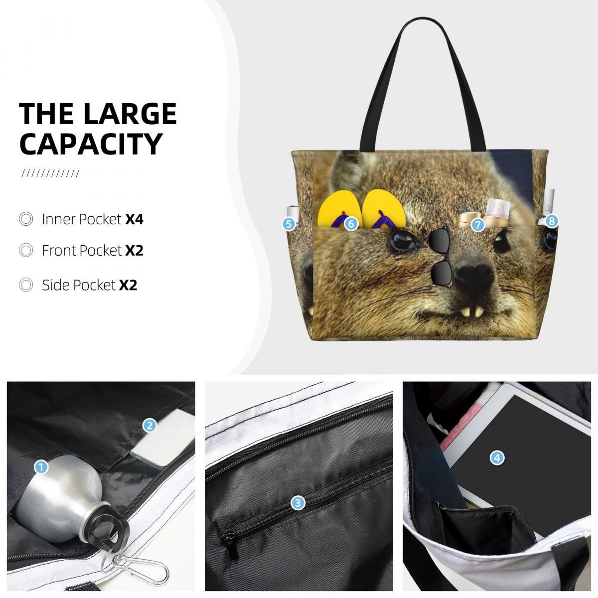 Rock Hyrax Photo Beach Tote Ba - Yoga Fitness Gym Photos 评论和价格
