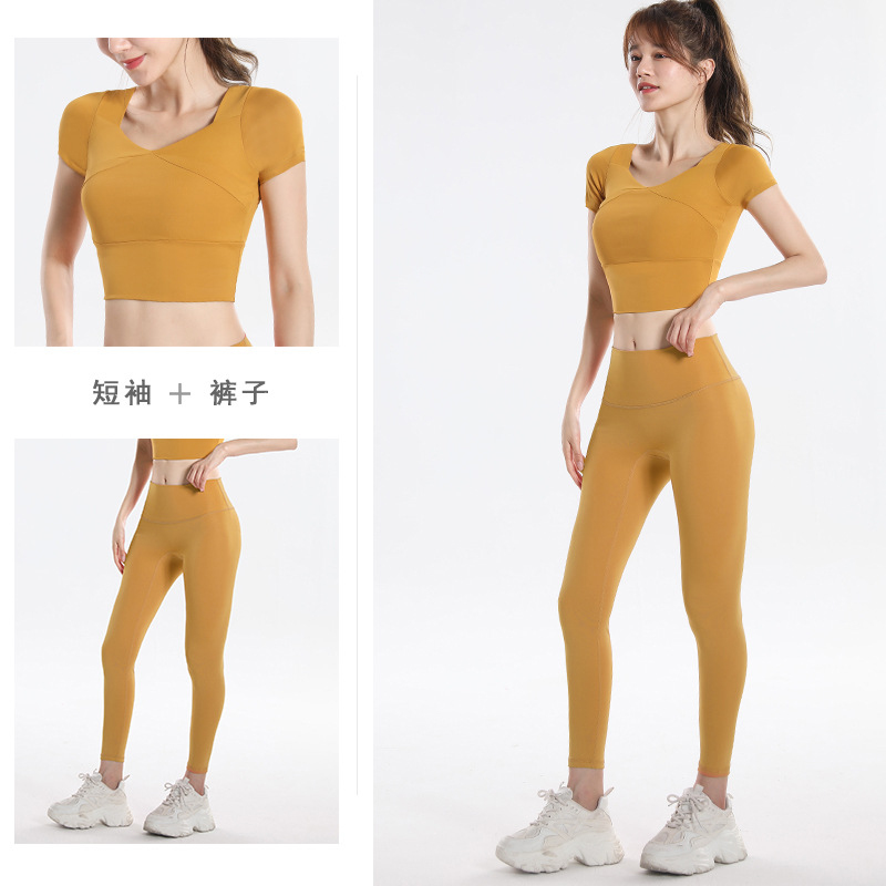 Quick Dry Set Sports Top With  - Yoga Fitness Workout 评论和价格