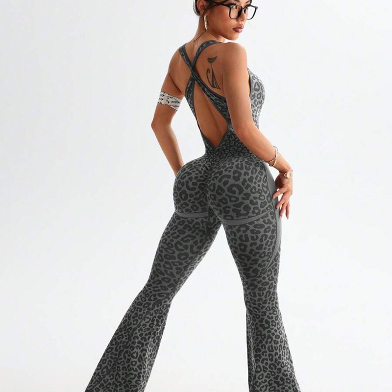 LEOSOXS Leopard Jumpsuits Spor - Yoga Overall Fitness 评论和价格