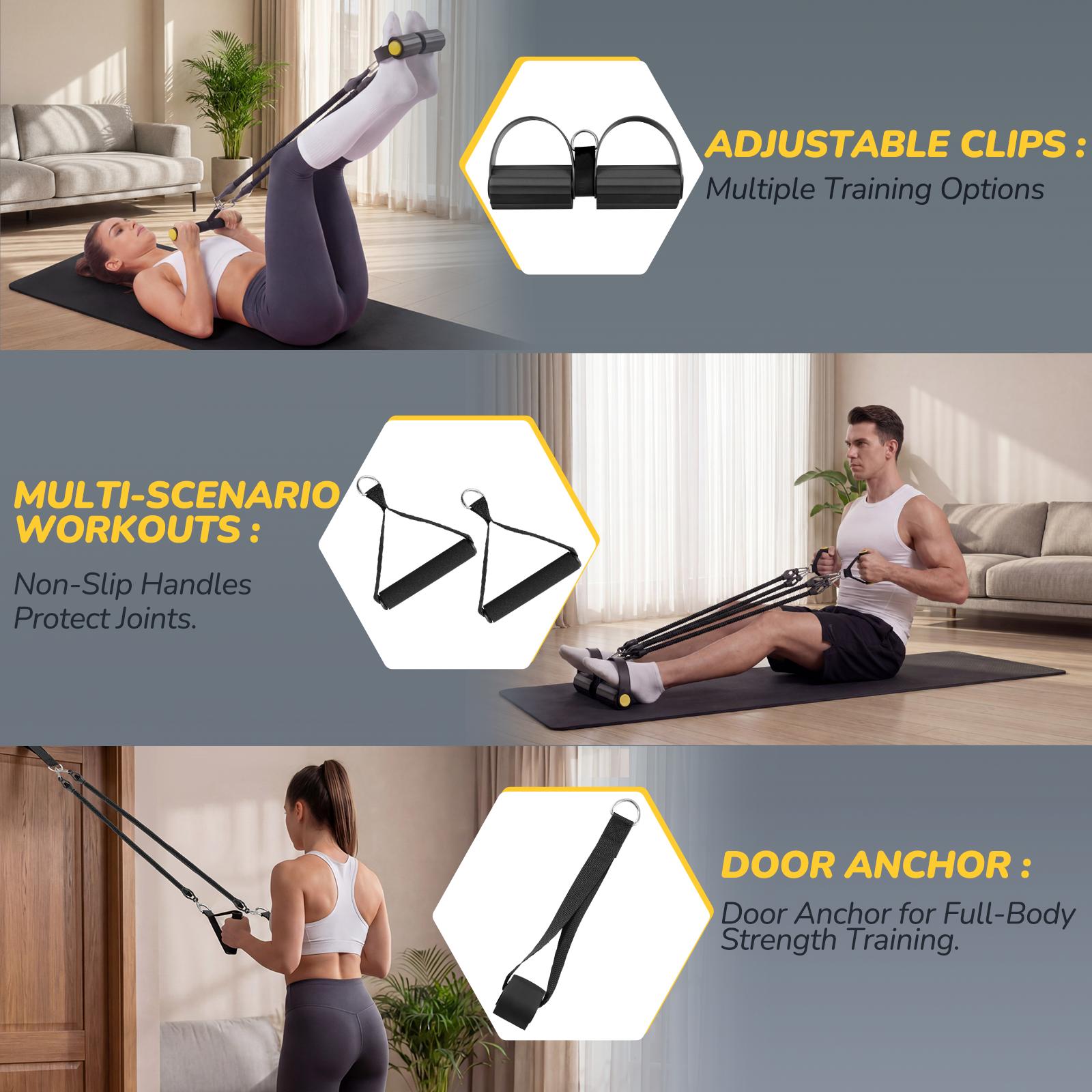 Upgraded 4-Tube Foot Pedal Res - Yoga Pedal Puller Fitness Equipment 评论和价格