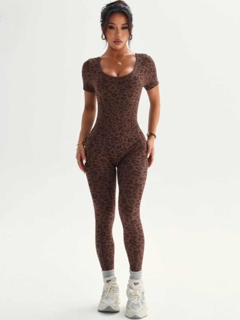 Women's Backless Leopard Jumps - Yoga Overall Fitness 评论和价格