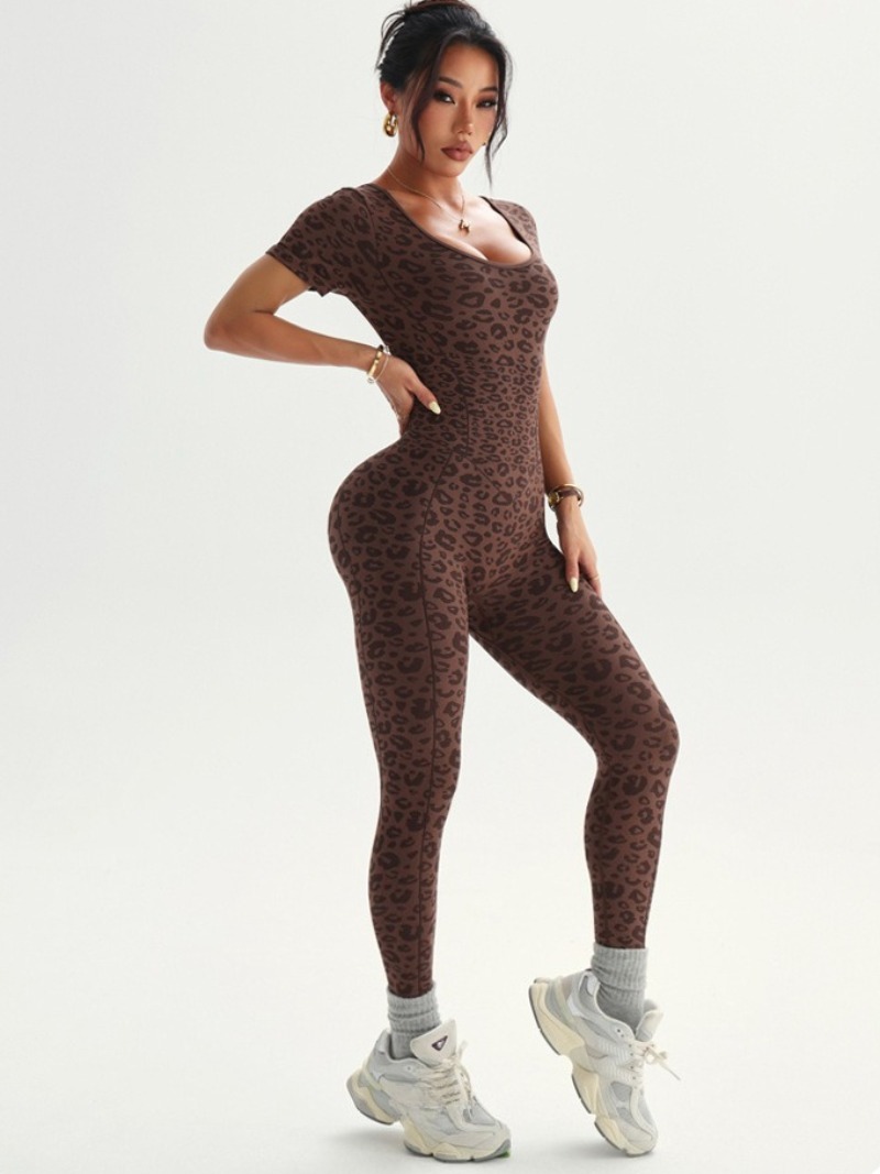 Women's Backless Leopard Jumps - Yoga Overall Fitness 评论和价格